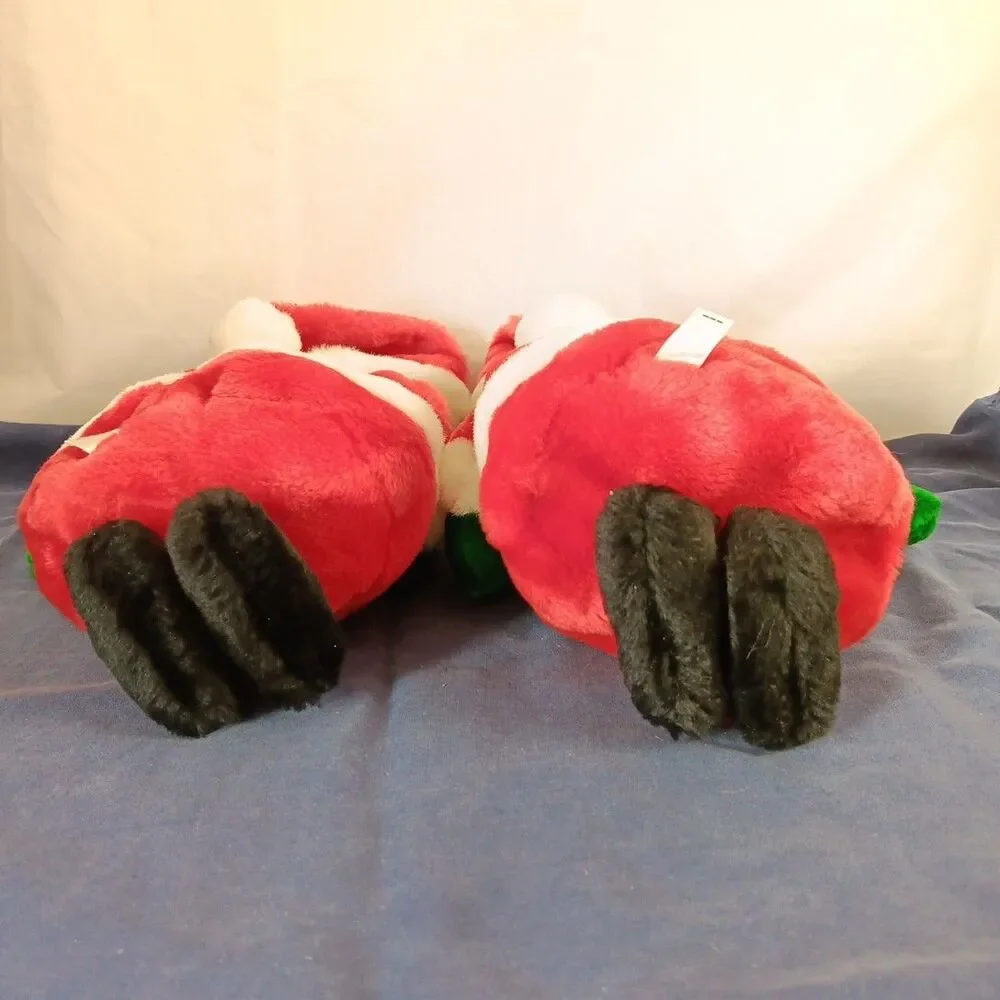 Vintage Santa Plush Pouch Christmas Decor Silent Craft Zipper Closer Satin Soft